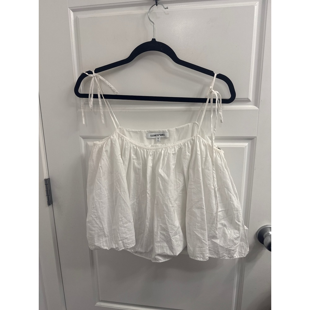 Elizabeth and James White Cotton Tie Strap Babydoll Cami Top Small